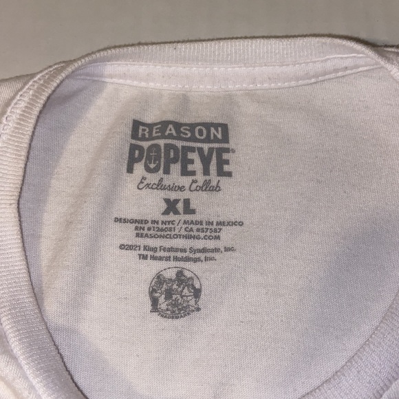 Reason Popeye Unisex XL Short Sleeve T-Shirt - Picture 3 of 5